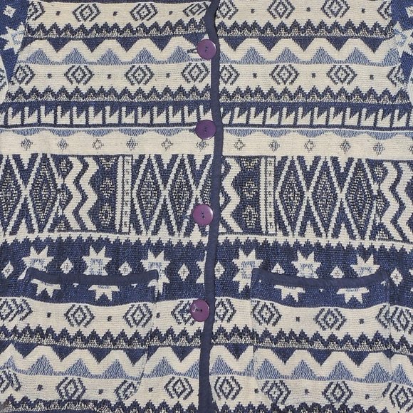 Vintage 90's Jane Ashley Button Up, Collared, Southwestern Blues Tapestry Jacket - Picture 4 of 8